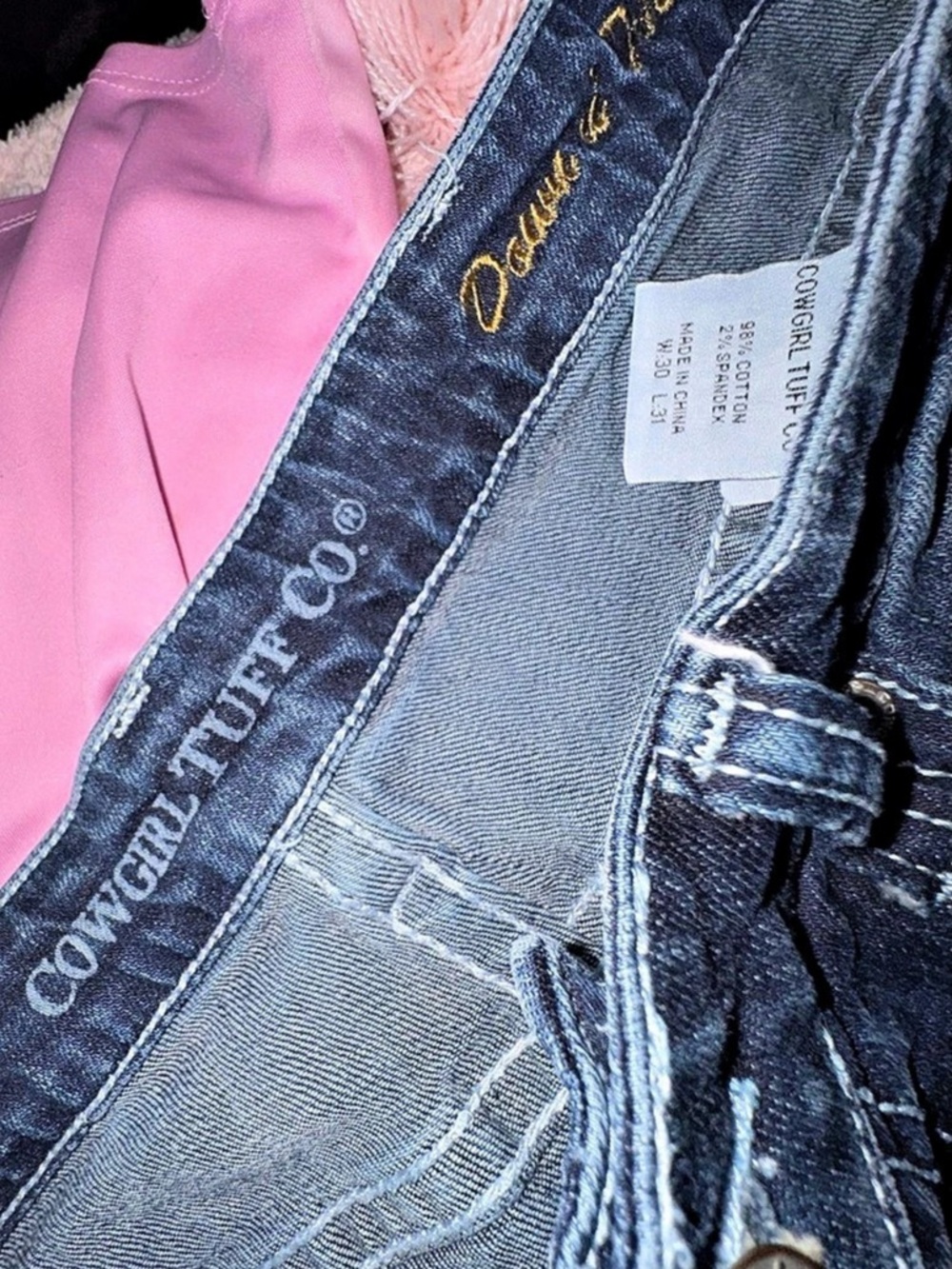 Cowgirl Tuff Co. Daisy Dukes. Bootcut Distressed Jeans Blue Waist 30 - Picture 6 of 6